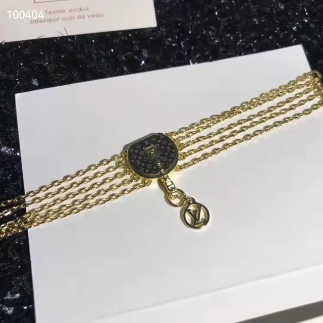 Louis Vuitton Monogram Chain Bracelet Gold Black Monogrammed Disc Bracelet 2