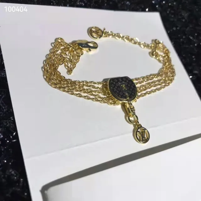Louis Vuitton Monogram Chain Bracelet Gold Black Monogrammed Disc Bracelet 5