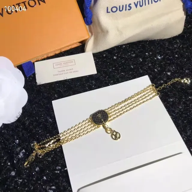 Louis Vuitton Monogram Chain Bracelet Gold Black Monogrammed Disc Bracelet 6