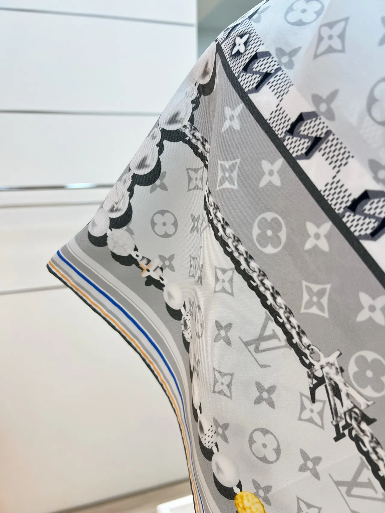 Louis Vuitton Monogram Chain-Frame Beaded Silk Scarf 2