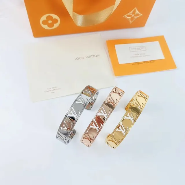 Louis Vuitton Monogram Cutout Gold-Tone Open Cuff Bracelet 2