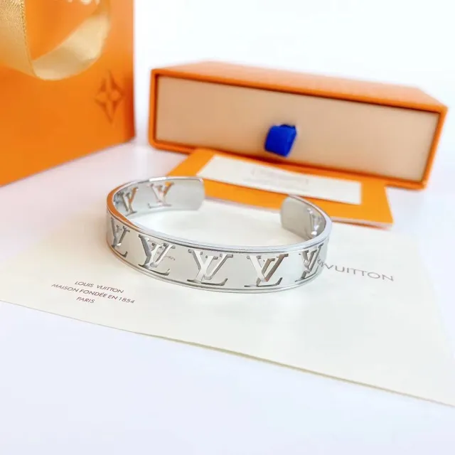 Louis Vuitton Monogram Cutout Gold-Tone Open Cuff Bracelet 3