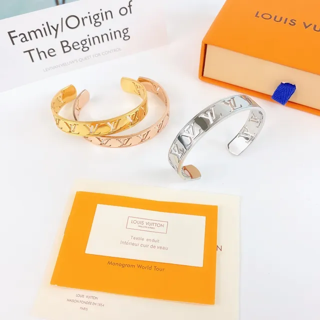 Louis Vuitton Monogram Cutout Gold-Tone Open Cuff Bracelet 6