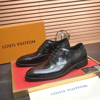 Louis Vuitton Monogram Embossed Glossy Black Oxford Shoes