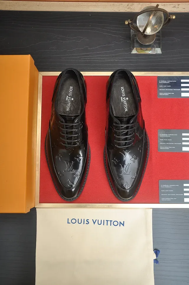 Louis Vuitton Monogram Embossed Glossy Black Oxford Shoes 5