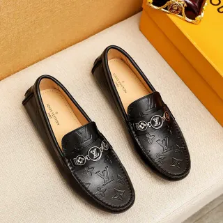 Louis Vuitton 印花压花乐福鞋 黑色皮革 一脚蹬乐福鞋