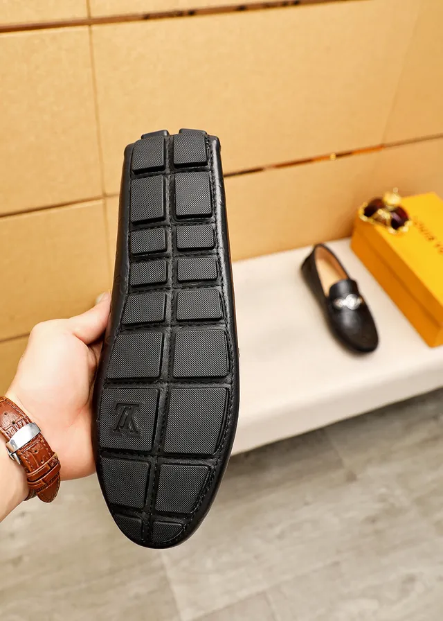 Louis Vuitton Monogram Embossed Loafer Black Leather Slip-On Loafers 2