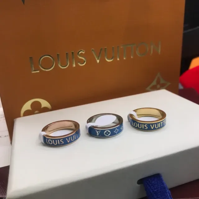 Louis Vuitton Monogram Enamel Ring Blue Multi-Metal Rings 2