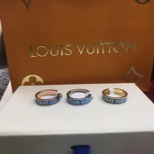 Louis Vuitton Monogram Enamel Ring Blue Multi-Metal Rings 6