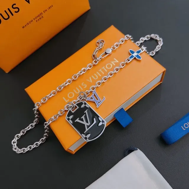 Louis Vuitton Monogram Flower Dog Tag Necklace 3