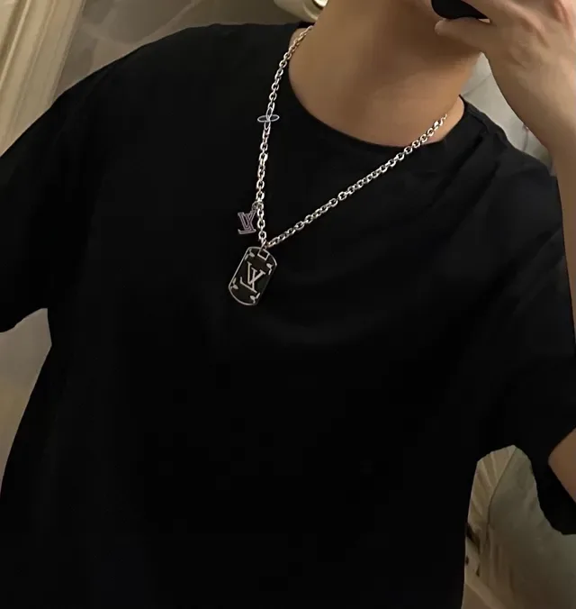 Louis Vuitton Monogram Flower Dog Tag Necklace 4