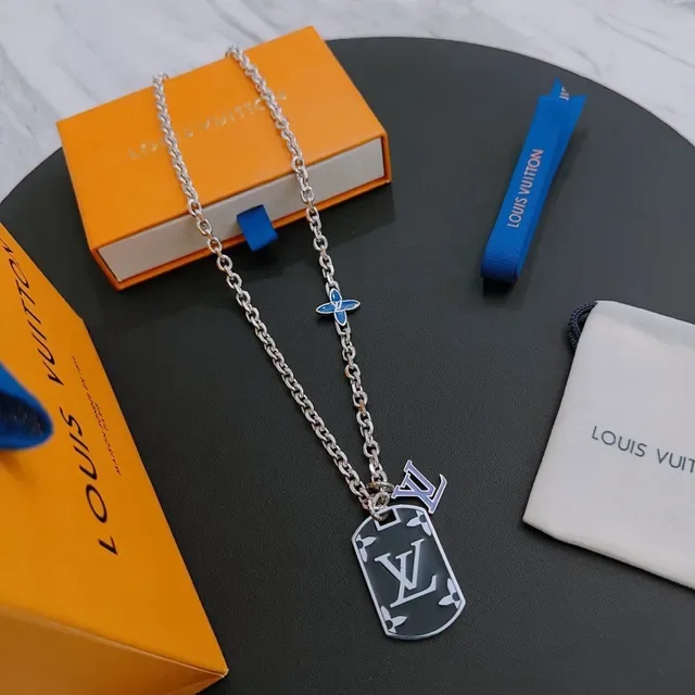 Louis Vuitton Monogram Flower Dog Tag Necklace 9