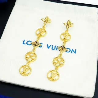 Louis Vuitton Monogram Flower Drop Gold-Tone Earrings