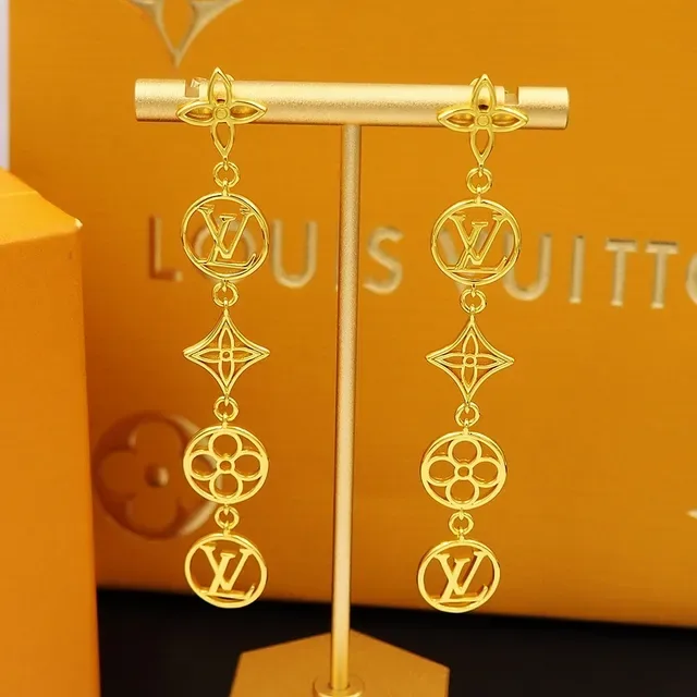 Louis Vuitton Monogram Flower Drop Gold-Tone Earrings 2