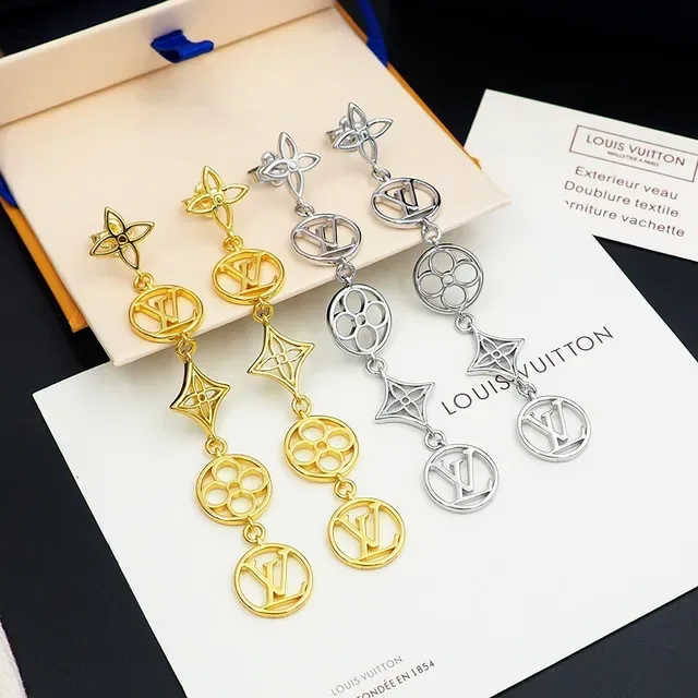 Louis Vuitton Monogram Flower Drop Gold-Tone Earrings 3
