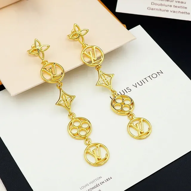 Louis Vuitton Monogram Flower Drop Gold-Tone Earrings 5