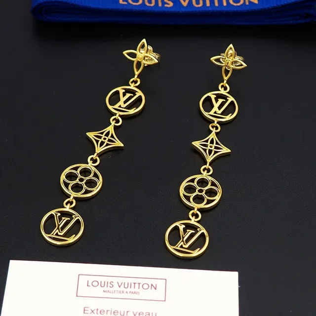 Louis Vuitton Monogram Flower Drop Gold-Tone Earrings 6