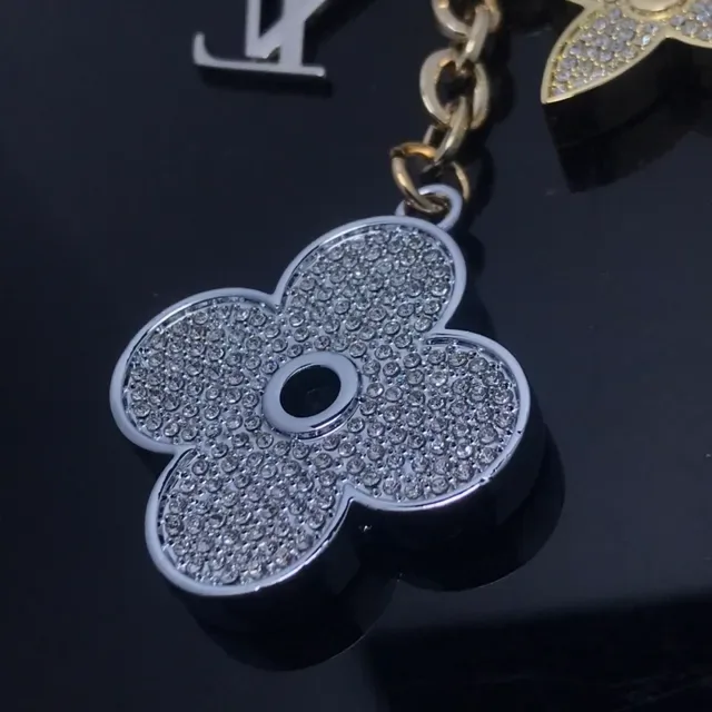 Louis Vuitton Monogram Flower Gold Silver Pavé-Crystal Floral Charms Metal Jewelry 2