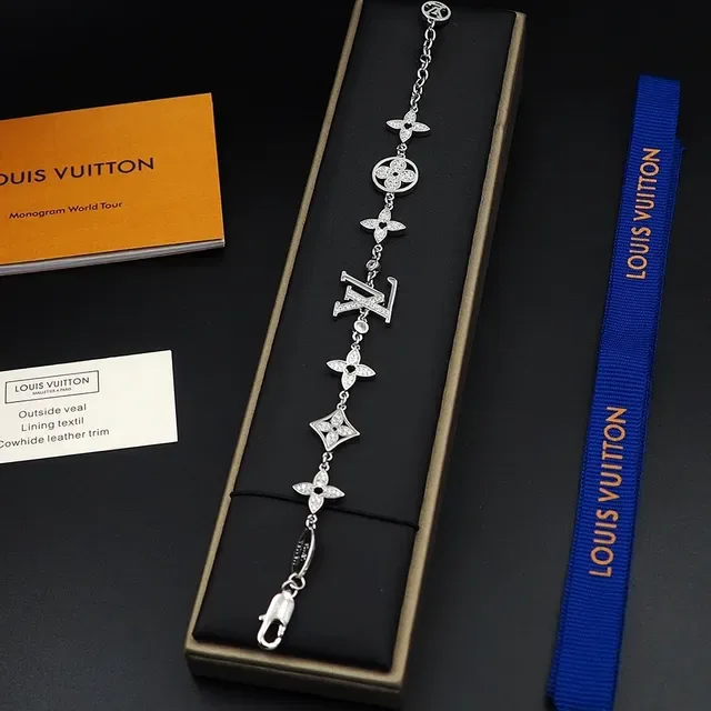 Louis Vuitton Monogram Flower Pavé Crystal Silver-Tone Bracelet 9