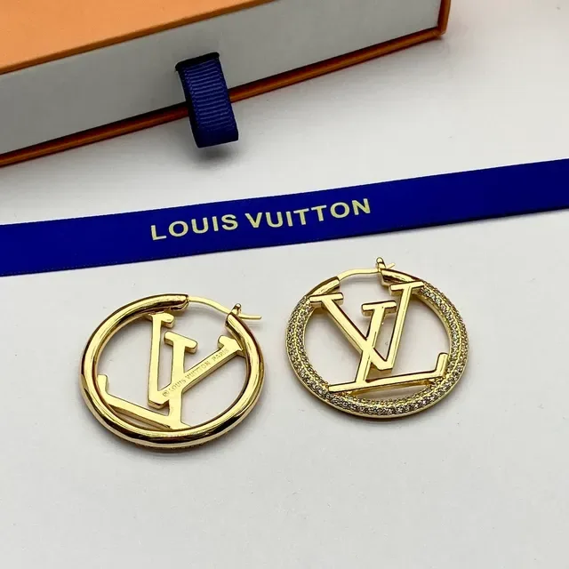 Louis Vuitton Monogram Hoop Gold Silver Circular Pavé-Studded Border Earrings 2