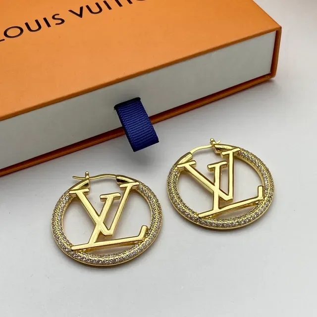 Louis Vuitton Monogram Hoop Gold Silver Circular Pavé-Studded Border Earrings 6