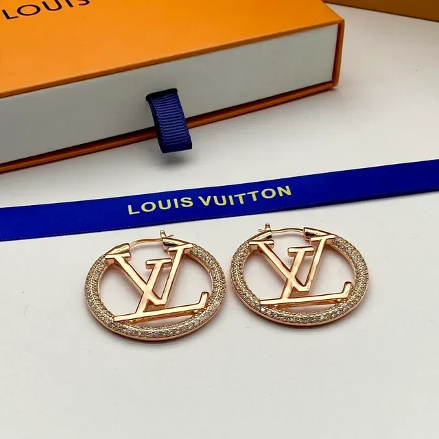 Louis Vuitton Monogram Hoop Gold Silver Circular Pavé-Studded Border Earrings 7