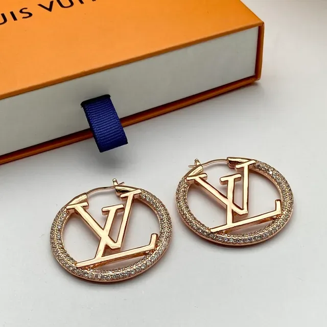 Louis Vuitton Monogram Hoop Gold Silver Circular Pavé-Studded Border Earrings 8