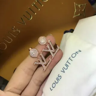 Louis Vuitton Monogram Jewelry Gold Transparent Pavé Crystal Openwork LV Earrings