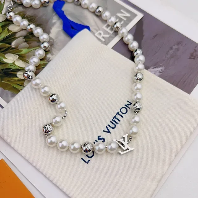 Louis Vuitton Monogram Pearl and Silver-Tone Bead Necklace 2
