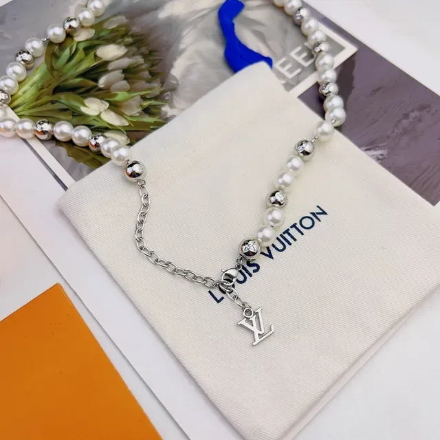Louis Vuitton Monogram Pearl and Silver-Tone Bead Necklace 3