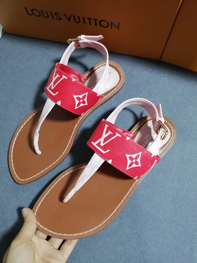 Louis Vuitton Monogram Sandálias Gladiador Vermelho e Branco 3