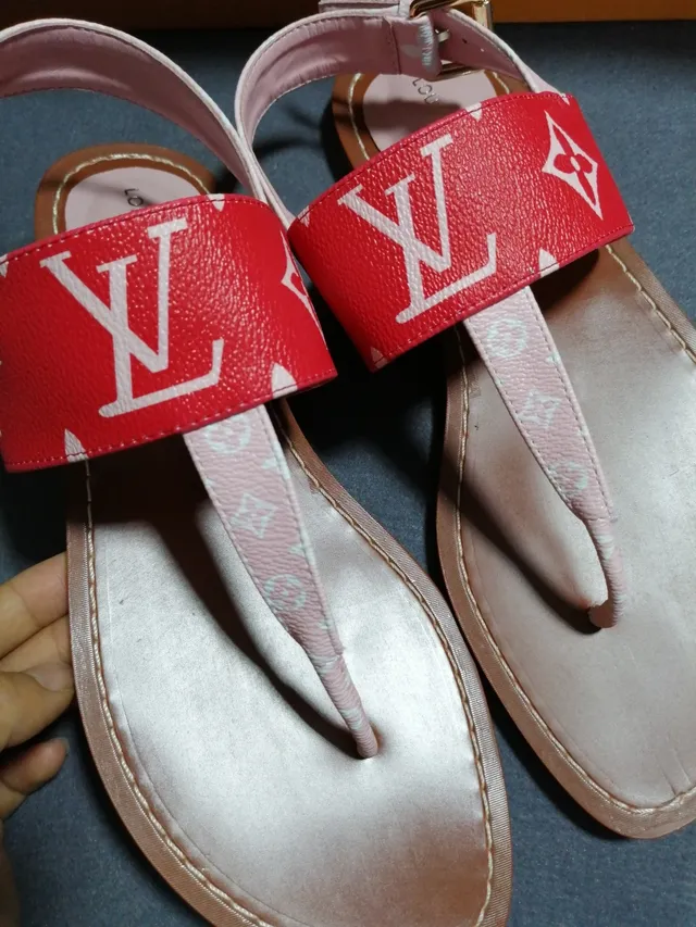Louis Vuitton Monogram Sandálias Gladiador Vermelho e Branco 5