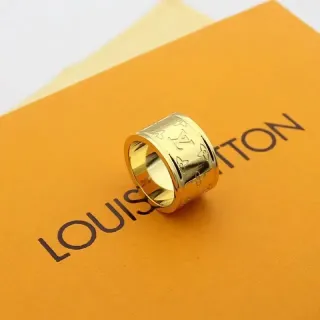 Louis Vuitton Monogram Ring Gold Wide Band Engraved Ring