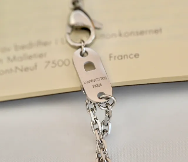 Louis Vuitton Monogram Rotating Crystal Pendant Silver Gold Locket Bezel Necklace 8