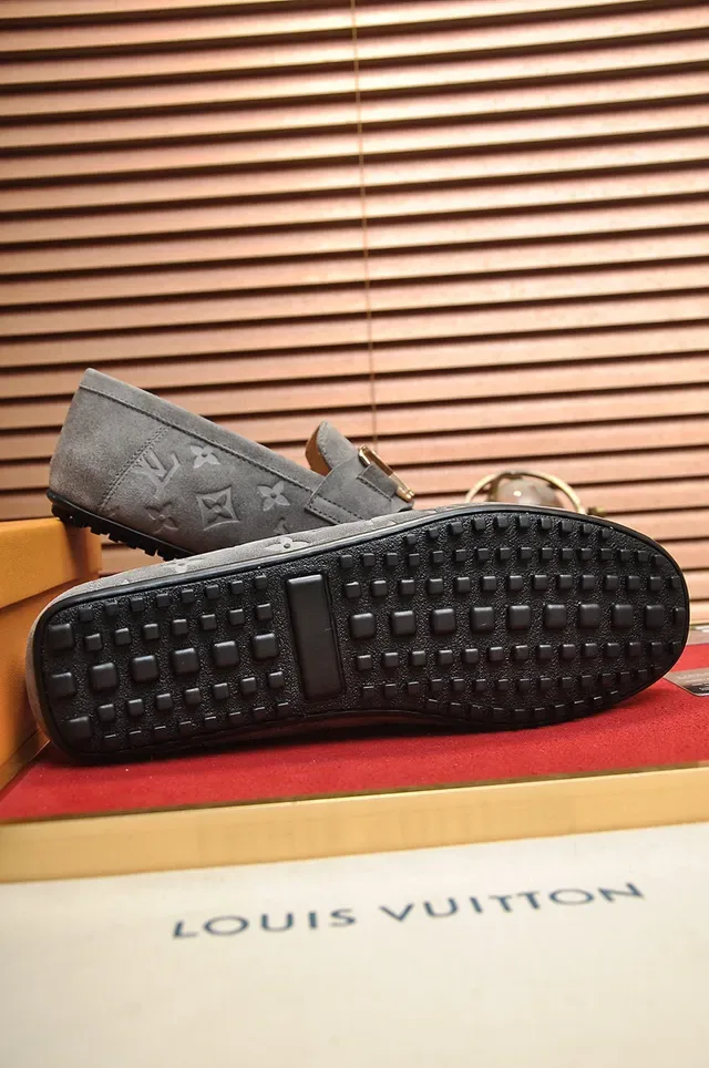 Louis Vuitton Monogram Suede Gold-Tone Buckle Loafers 4