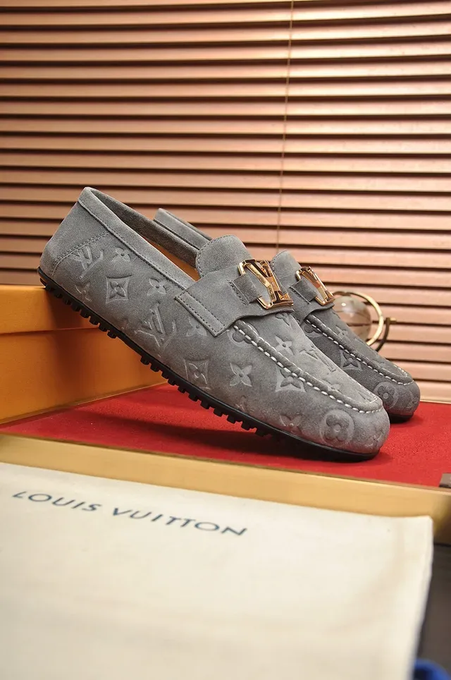 Louis Vuitton Monogram Suede Gold-Tone Buckle Loafers 7