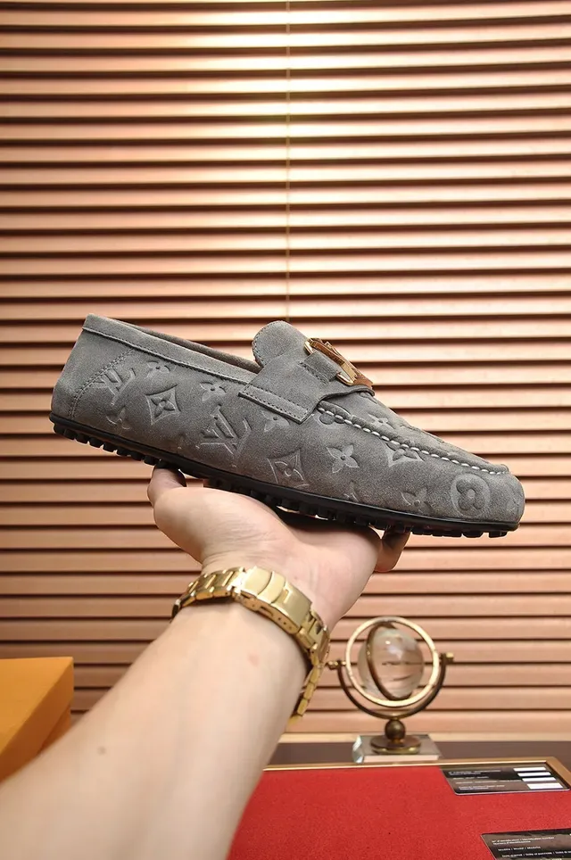 Louis Vuitton Monogram Suede Gold-Tone Buckle Loafers 8
