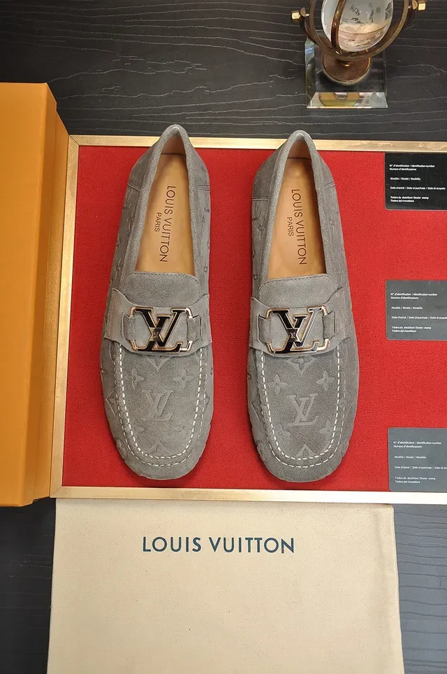 Louis Vuitton Monogram Suede Gold-Tone Buckle Loafers 9