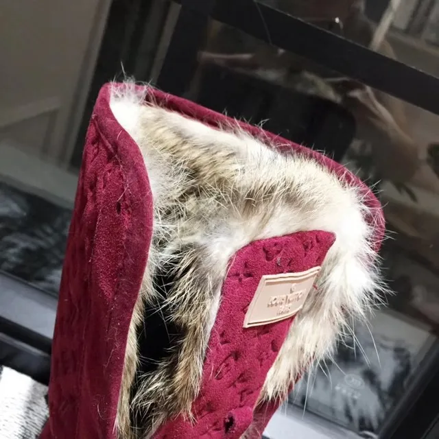 Louis Vuitton Monogram Velvet Fur-Trimmed Knee Boots 6