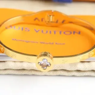 Louis Vuitton Monogram World Tour Gold-Tone Crystal Flower Bracelet