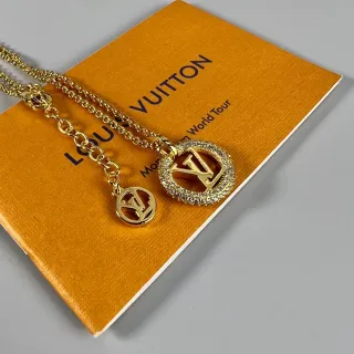 Louis Vuitton Monogram World Tour Gold-Tone Crystal Halo Necklace