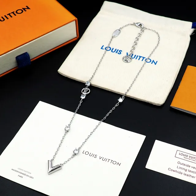 Louis Vuitton Monogram World Tour Silver Transparent Chain LV Charms Necklace 5