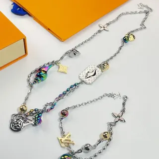 Louis Vuitton Multi-Charm Iridescent Shell and Monogram Necklace