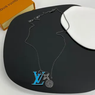Louis Vuitton Multi-Charm Turquoise Enamel LV Necklace