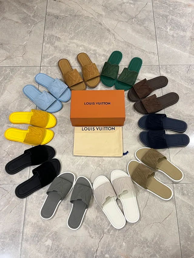 Louis Vuitton 多色 压印花纹 系带 麂皮或天鹅绒 鞋面 拖鞋 1
