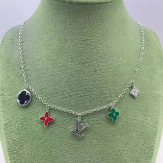 قلادة لويس فتوين متعددة الألوان فضي Multi-Charm Enamel-Accented