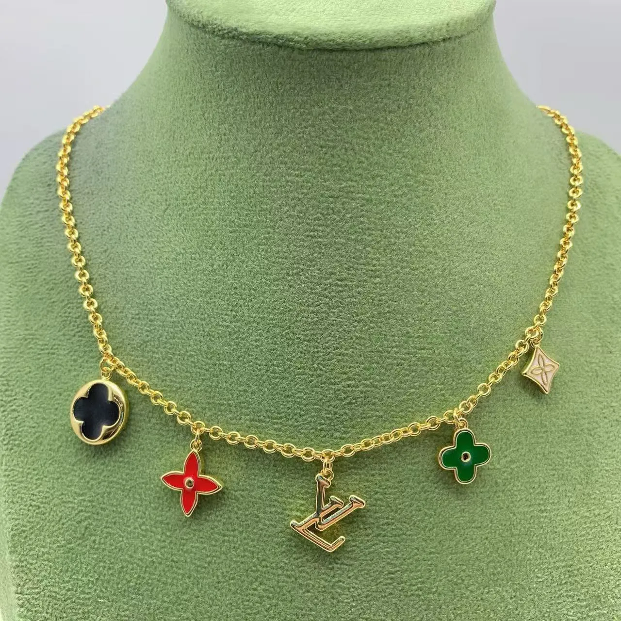 Louis Vuitton Multicolor Silver Multi-Charm Enamel-Accented Necklace 2