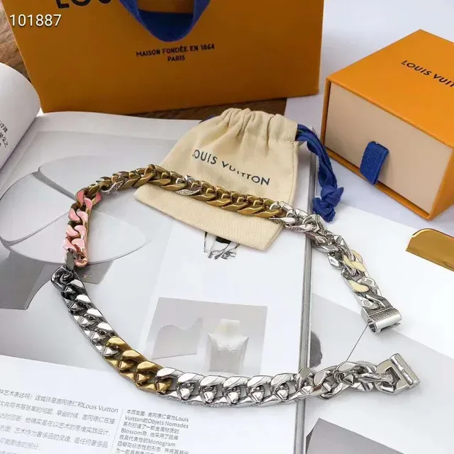 Louis Vuitton Multimetallic Enamel Curb-Link Necklace 2