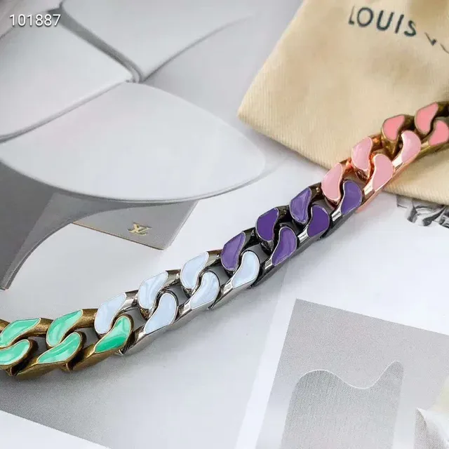 Louis Vuitton Multimetallic Enamel Curb-Link Necklace 5