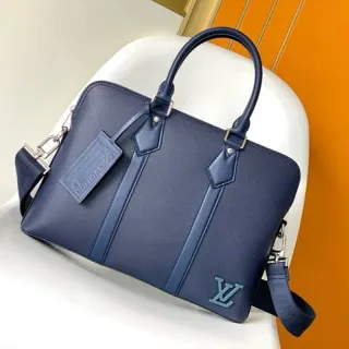 Louis Vuitton Navy Blue Structured Leather Top-Handle Handbag